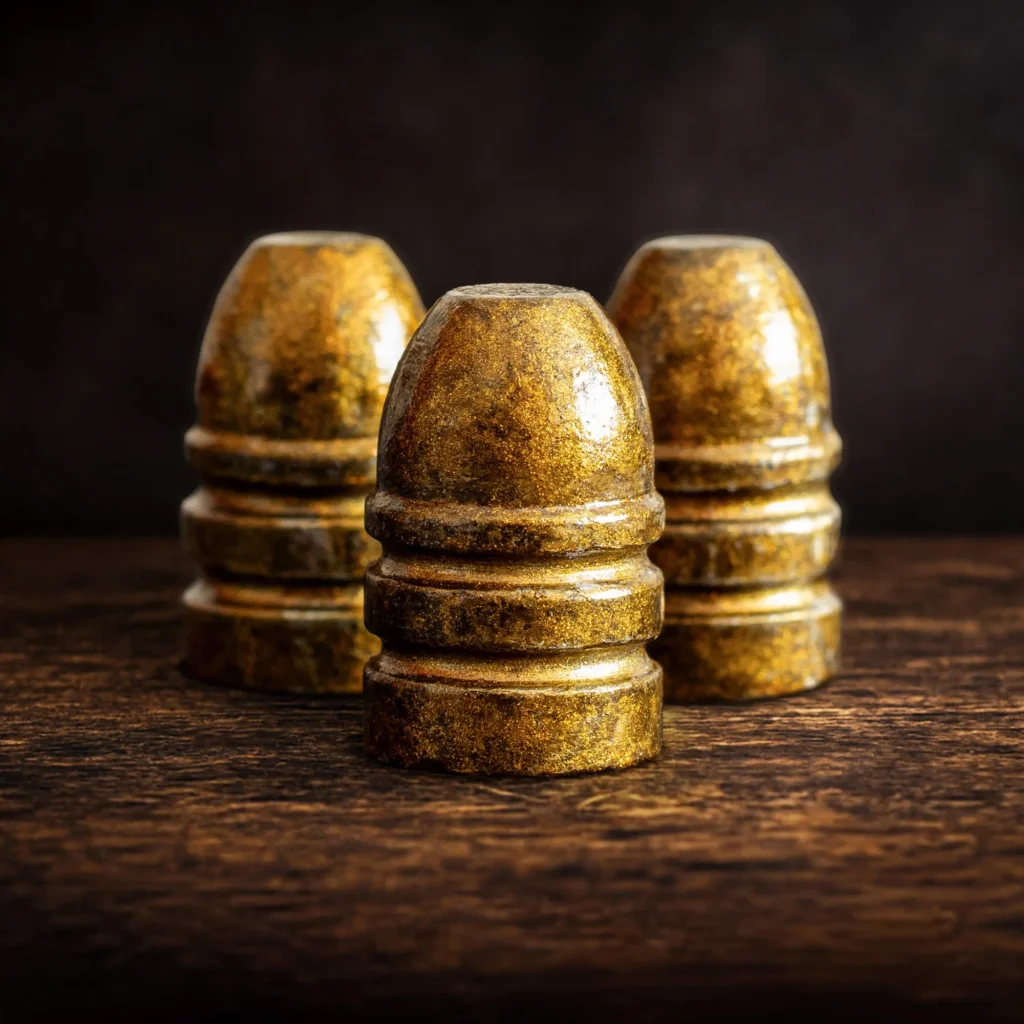 45 calibre cast lead bullets manufactured in the UK, shown as a grouped product image